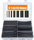 Lsnisni 3.54 Inches Heat Shrink Tubing Kit 180 Pcs, Ratio 3:1 Adhesive Lined, Dual Wall Tube - Marine Grade Waterproof, 7 Diameters, Heat-Shrink Tube, Heat Shrink Cable Sleeve - Black