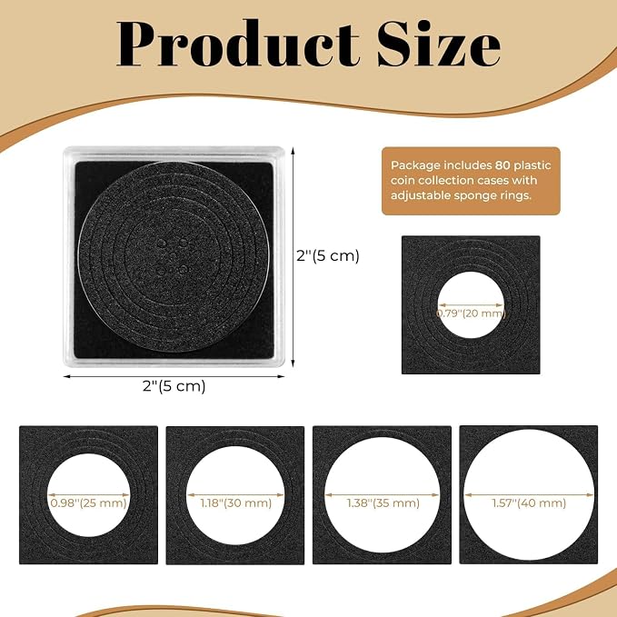80 Pcs Adjustable Acrylic Coin Holder, Coin Collection Cases - Image 2