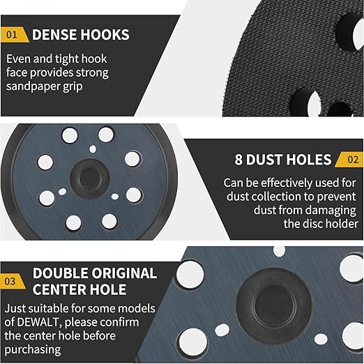 4 Pack 5" 8 Hole Hook & Loop Replacement Sander Pads Compatible with Makita Orbital Sander BO5010 BO5030K BO5031K BO5041K, Replacement Parts #743081-8/743051-7 (3 Screw Holes Sander Pads