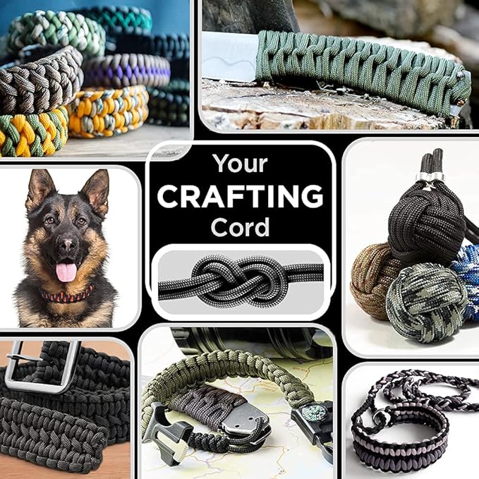 TECEUM 5/32" Paracord Rope 1000 – 1000ft / 200ft / 100ft / 50ft – Tactical Parachute Cord 4mm – 45+ Colors – Nylon String for Survival & Camping Gear – Stripe Cord for Survival – Utility Rope