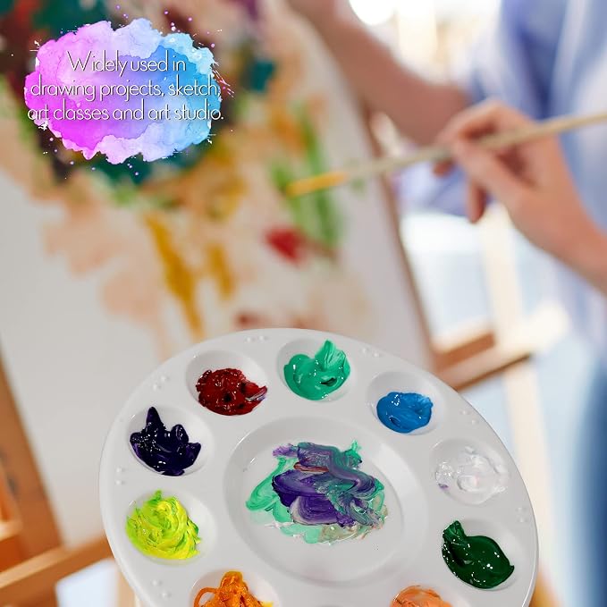 FANDAMEI Round Paint Palettes Plastic Paint Tray Palettes, Paint Pallets - Image 8