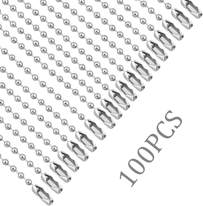 Lemonkey 100Pcs Ball Beads Chain Bulk, 4 Inch Dog Tag Metal Small Chain - Image 5