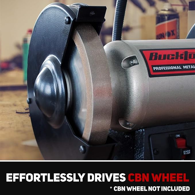BUCKTOOL 8 Inch 3/4 HP Low-Speed Bench Grinder fit CBN Wheel Professional Wobble-free Wheel Grinder TDS-200C4HL