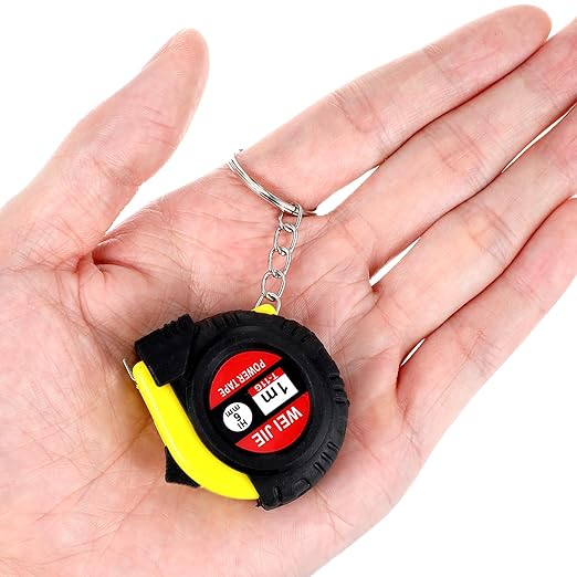 12 Pieces Small Tape Measure Keychains, 2 Inch Functional Mini Measures Keychains with Stable Slide Lock Pocket Portable Tape for Birthday Party Favors Gift Bag Fillers Prize 1 m/ 3 Ft