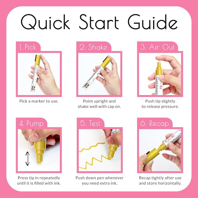 5 Acrylic Metallic Pink Paint Pen - Image 9