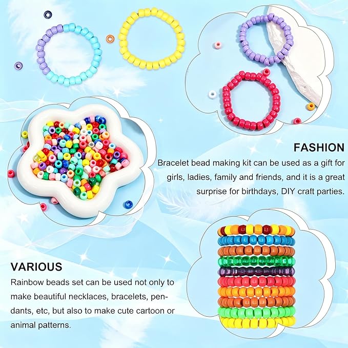 1150+ Pcs Pony Beads Bulk Kit, 18 Colors Kandi Beads - Image 4