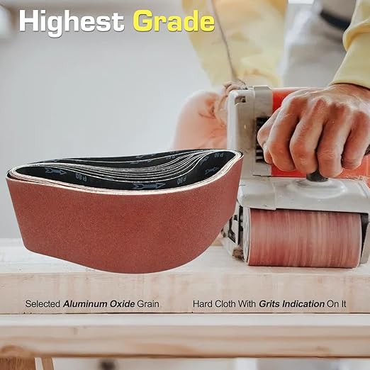 KonaFlex Sanding Belts 10 Pack 6x48 Inch Belt Sander Paper Aluminum Oxide with 60/80/120/150/240 Grits for Woodworking, Paint Sanding, Metalworking, Rust Removal