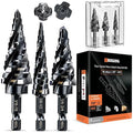 Four Spiral Flute Step Drill Bit for Metal,M35 Cobalt Unibit Step Drill Bit Set 1/8"-7/8" (3 pcs),Wear-Resistant AlTiN Coated,1/4" Hex Shank for Metal, Stainless Steel, Aluminum, Plastic