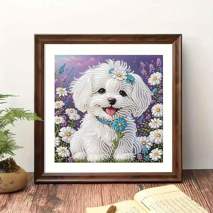 Diamond Painting Kits For Adults, Dog Special Shape Diamond Art Kit, 12X12in | - Image 2