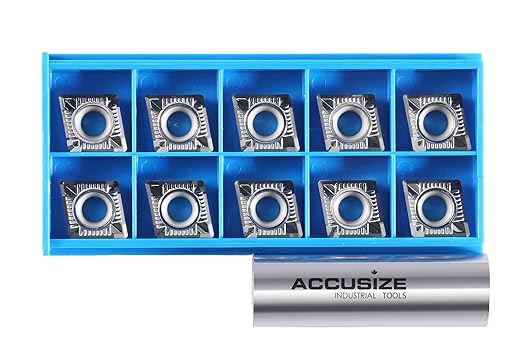 Accusize Industrial Tools CCGT432 Uncoating Carbide Inserts, 10 Pcs, for Machining Aluminum, 6600-0432x10