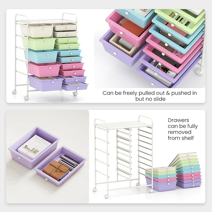 BECOMFORT 15-Drawer Rolling Cart - Image 6