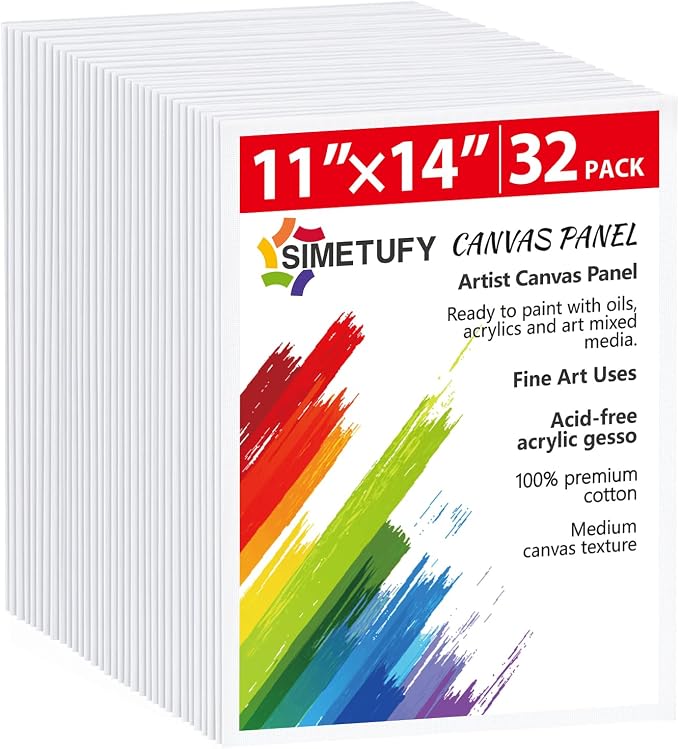 Simetufy 32 Pack 11 x 14 Inch Canvas Boards by Simetufy