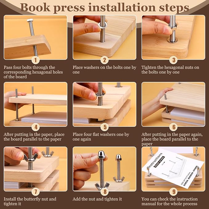 JUPEAN 34 Pcs Book Binding Kits, Book Press, Books Making Kit - Image 4