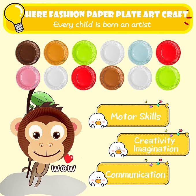 V-Opitos Arts and Crafts Kits for Kids, 12 Pack Simple Animal Paper Plate - Image 3