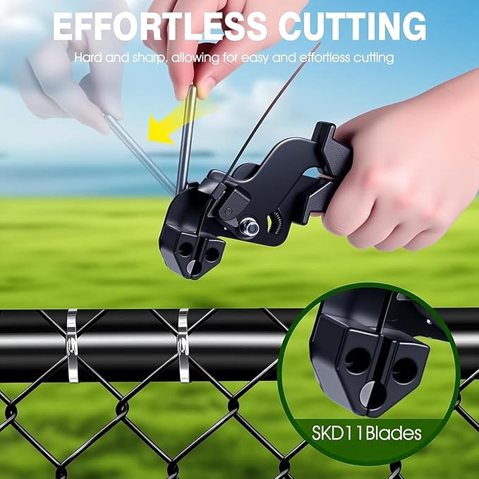 Metal Zip Ties with Stainless Steel Cable Tie Gun, Special Tool For Fastening and Cutting Steel Zip Ties, 100pcs 11.8in Uv Resistant chain link fence Parts For Fence Exhaust Pipe Outdoor
