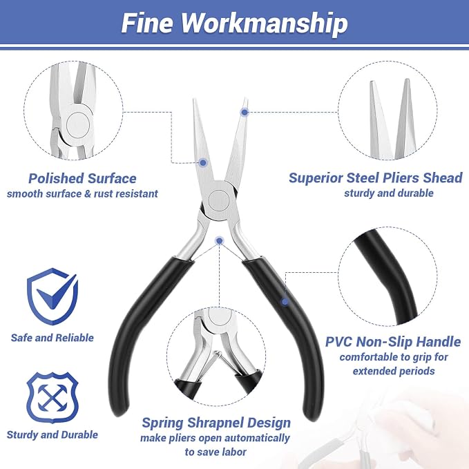shynek 10 Pieces Jewelry Pliers Tools Set, Jewelry Making Tools Include 8 - Image 4