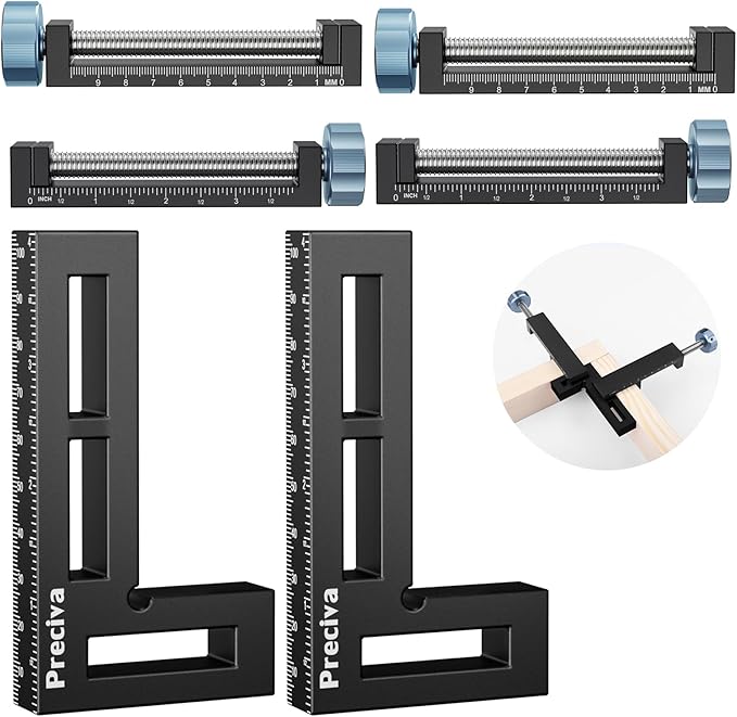 Preciva Corner Clamp for Woodworking, 90 Degree Right Angle Clamp, Aluminum Alloy Positioning Squares for Picture Frames, Cabinets, Drawers Boxes