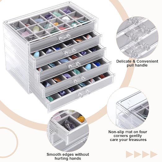 Misdary 90 Grid Rock Collection Box Clear Acrylic Display Case - Image 3