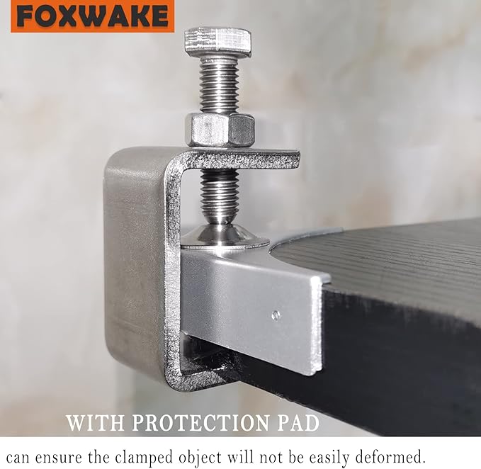 Stainless Steel C Clamps Mini 1 Inch for Mounting, Heavy Duty Metal U Clamps for Metal Working, Small Desk Clamp with Stable Wide Jaw Opening & Protective Pads/I-Beam Design (6pcs)