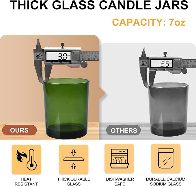 SHOWIN Thick Candle Jars for Making Candles 16 Pcs, 7 OZ Empty Jars - Image 2
