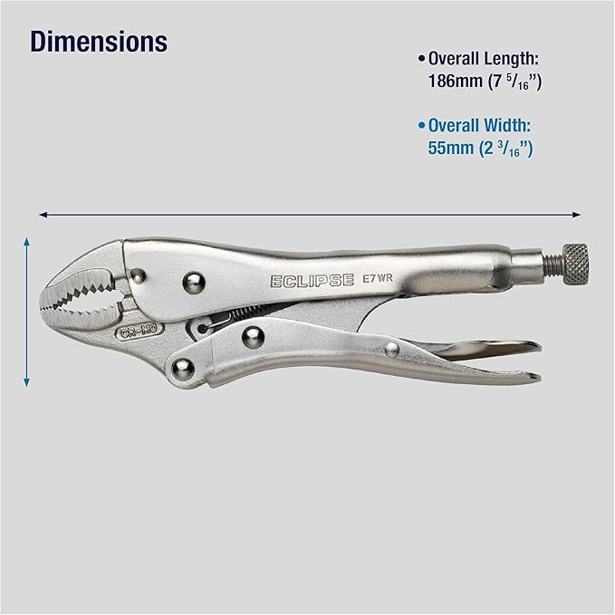 Eclipse Professional Tools E7WR 7 Inch Curved Jaw Locking Pliers with Wire Cutters (7" / 175mm)