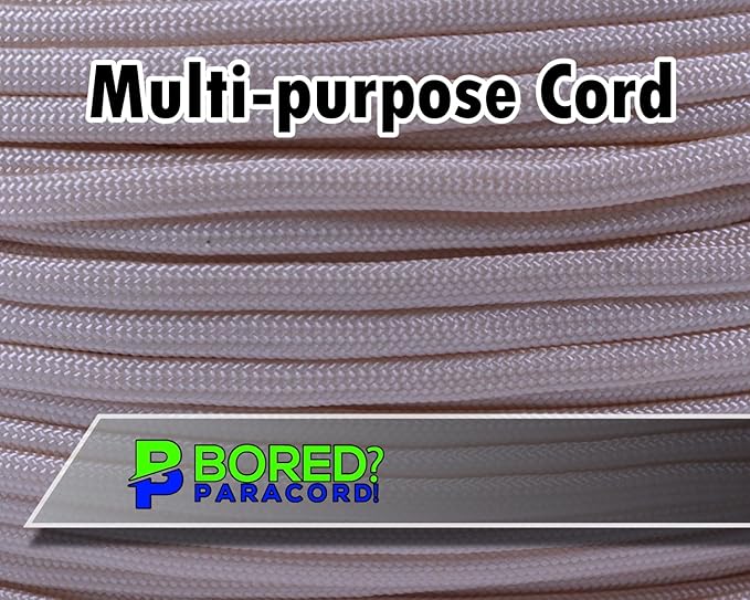 BORED? PARACORD! 550 lb Paracord - Ideal for Crafting, Camping, DIY Projects, Active & Military Outdoors - Strong Survival Rope - Tactical Parachute Cord Type III - Cream 1000 Feet