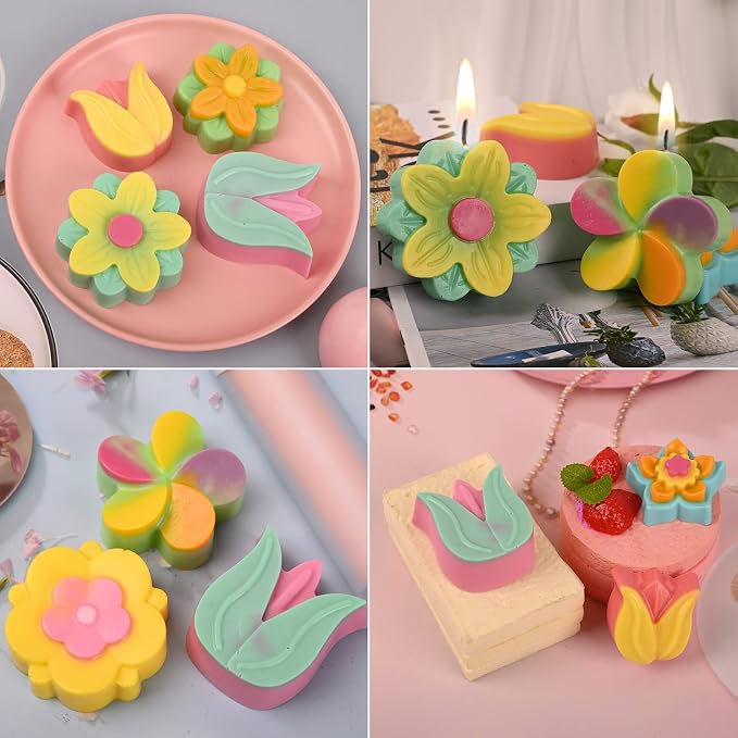 Sakolla 6-Cavity Flower Soap Molds Silicone, 2 Pack Tulip Different Flower - Image 5