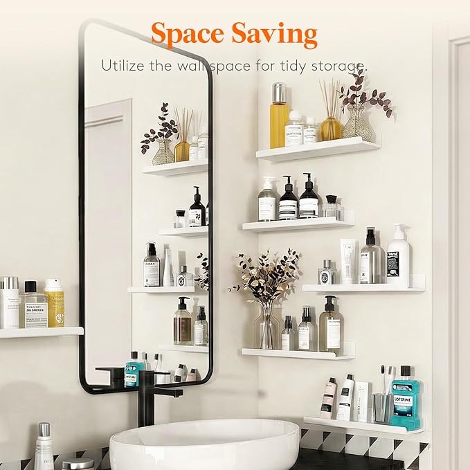 Lifewit Floating Shelves for Bathroom, Acrylic Display Shelf Wall Mounted for - Image 6