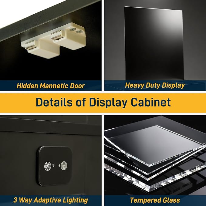 Glass Display Cabinet with Doors, 4-Tier Display Shelf - Image 7
