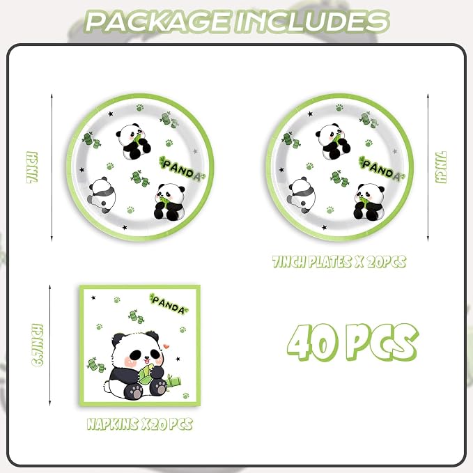 40Pcs Panda Birthday Decorations Cute Cartoon Animal Panda Themed Baby Shower - Image 2