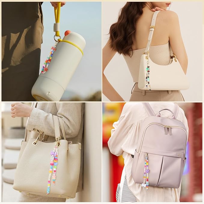 BESARME 372PCS Beaded Keychain Making Kit DIY Keychains Bag Charm Kit Colorful - Image 5
