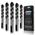 5-Piece 5/8“ Masonry Drill Bits for Tile Glass Ceramic Wall Brick Stone Soft-Metal Wood, 5/8 Inch Concrete Drill Bits Cement Drill Bit Set, 3-Flat Shank, YG8 Carbide Tungsten Steel Alloy Tip 16mm