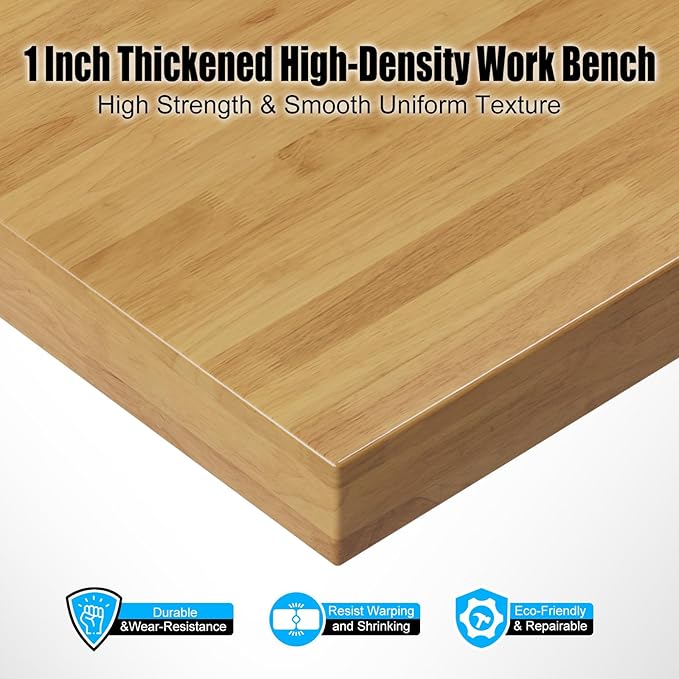 60” Adjustable Work Bench, Heavy Duty Work Table for Workshop, Garage, 3000 Lbs Capacity