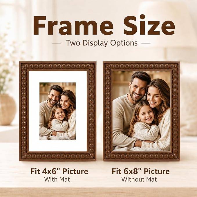 Solid Wood 6x8 Picture Frame Beaded Frame - Image 3