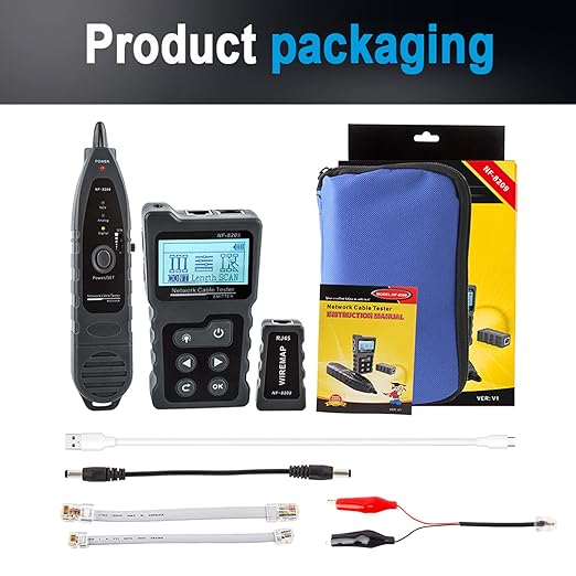 NOYAFA NF-8209 Network Cable Tester, Ethernet Cable Wire Tester with POE & NCV for CAT5/CAT6 Wire Tracer, Length Test, RJ45 Network Tester Kit for Cable Tracer Telephone Line Finder Home Repair