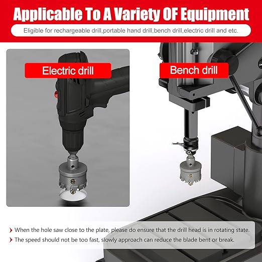 GSTK Upgrade Heavy Duty Carbide Hole Saw 14 Pcs,Metal Steel Hole Saw Drill Bit,TCT Hole Cutter,Alloy Hardness Upgrade, with 2*Extra Titanium Plated Pilot Center Drill and 2*L-Wrench
