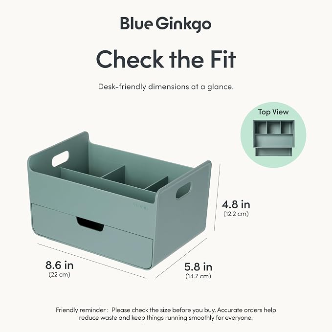 BLUE GINKGO Portable Desk Organizer – Compact 3 Compartment, Half-drawer - Image 3