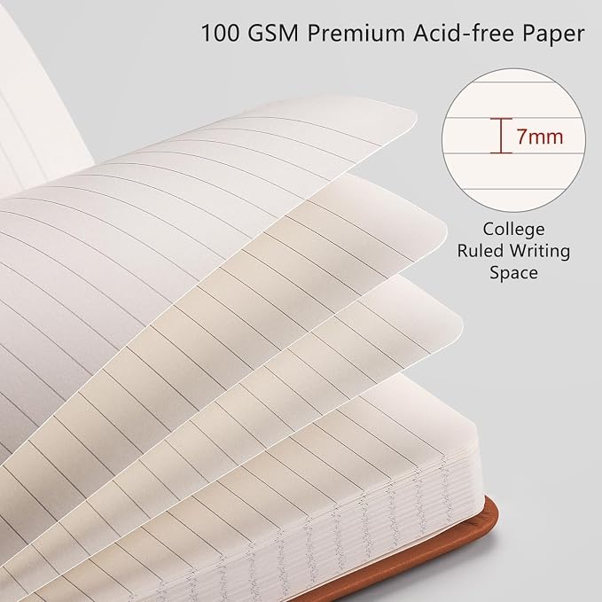 RETTACY Lined Journal Notebook, 192 Numbered Pages, A5 Size | Leather Hardcover - Image 3