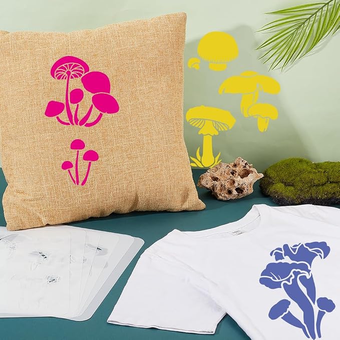 INFUNLY 6pcs Mushroom Wall Stencils - Image 3