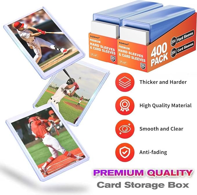 600 Card Sleeves Hard Plastic, Arjiekwei 3"X 4" Baseball Cards Protectors - Image 3