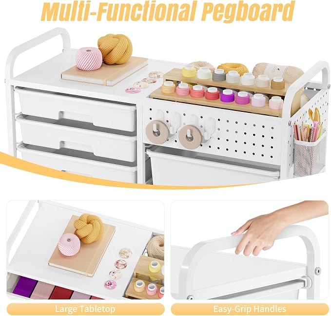 Rolling Storage Cart with 14 Drawers, Storage Organizer Cart with Tabletop and - Image 4