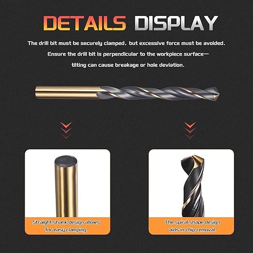 Drill Bit, 8.5mm Cutting Diameter, 4341 HSS Cutting Angle Number Jobber Bits - (Applications: for Drilling Soft Metal Plastic Wood), 12-Pieces