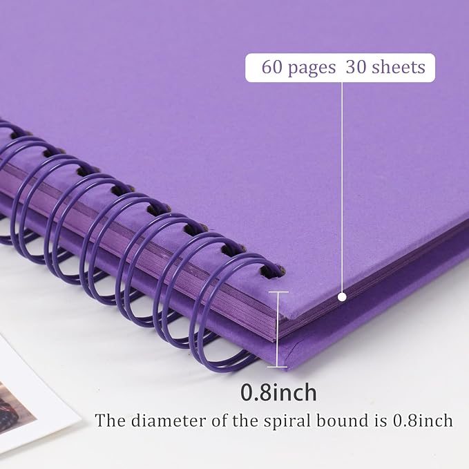 RECUTMS 12x12 Scrapbook 60 Pages Kraft Paper DIY Family Album Dark Purple | - Image 4