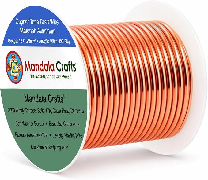 Mandala Crafts 16 Gauge Copper Tone Anodized Aluminum Craft Wire, 100 FT | by MandalaCrafts