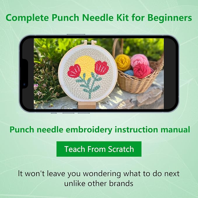 Enkor Punch Needle Kit Adults Beginner, Needle Punch Embroidery Kits Beginners - Image 4