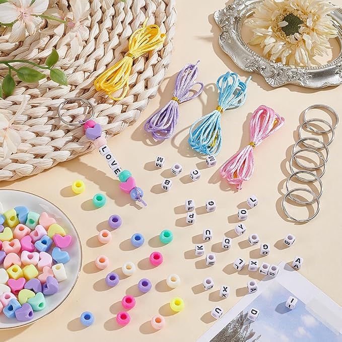 CRAFTYMELODY 606Pcs DIY Keychain Making Crafts Kits Beaded Keychain Making Kit - Image 5