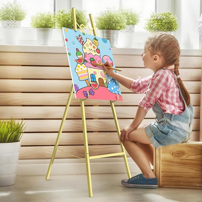55" Gold Easel Stand for Sign, Heavy Duty Display Easel - Image 3