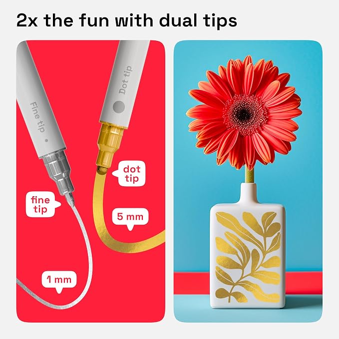 ARTISTRO 2 Gold & Silver Dual-Tip Acrylic Paint Pens - Image 4