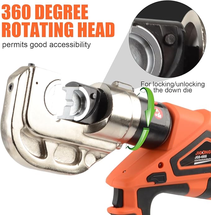 Electric Hydraulic Crimping Tool, Battery Cable Crimper Tool, 12 Ton Wire Crimpers Electrical, Crimping Rang 8AWG-800MCM(10-400m²) and Electrical Crimping Tool 13 Pairs of Dies (JGS-400S)