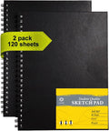 CONDA 9"x12" Sketch Book Set, 2 Pack, 120 Sheets, Spiral Bound Marker Pad by CONDA